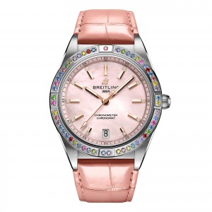 Breitling chronomat automatic 36 south sea pink leather strap dámské hodinky G10380BB1K1P1