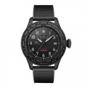 IWC pilotní hodinky Timezoner Top Gun Ceratanium 46mm pánské černé IW395505