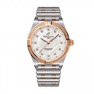 Breitling chronomat nerezová ocel a 18karátové červené zlato 28mm dámské hodinky perleťové U72310531A1U1