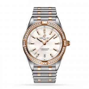 Breitling hodinky chronomat 32 z nerezové oceli a 18karátového červeného zlata (osazené drahokamy) - perleťové hodinky U77310591A2U1