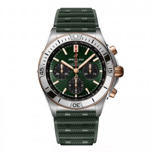 Breitling chronomat b01 chronograf 42mm pánské hodinky zelená guma UB0134131L1S1